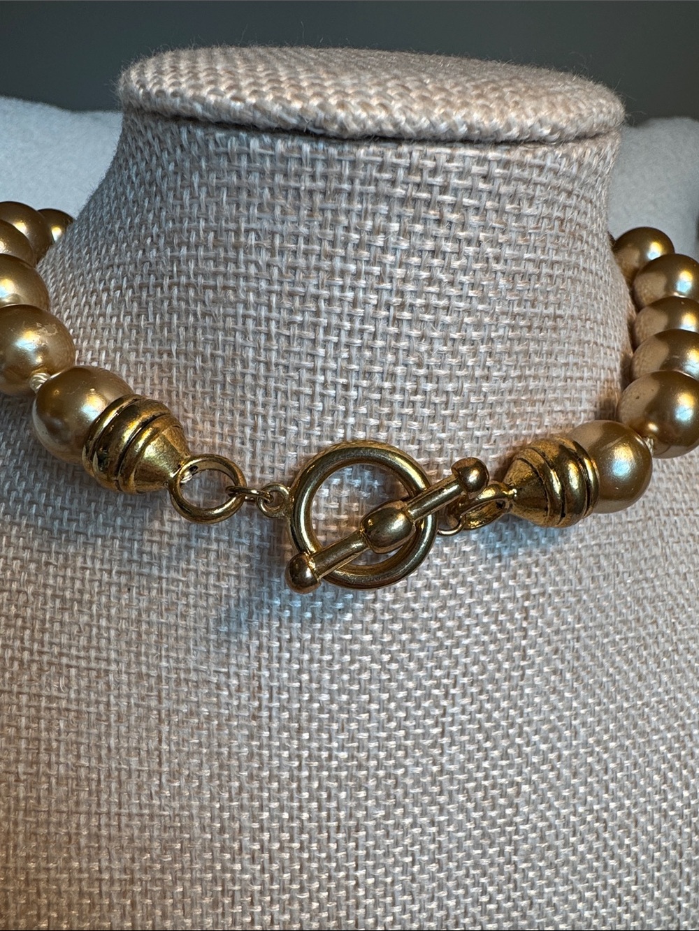 Gold-Tone Charm Pearl Statement Necklace - Women's Jewelry - Picture 4 of 5